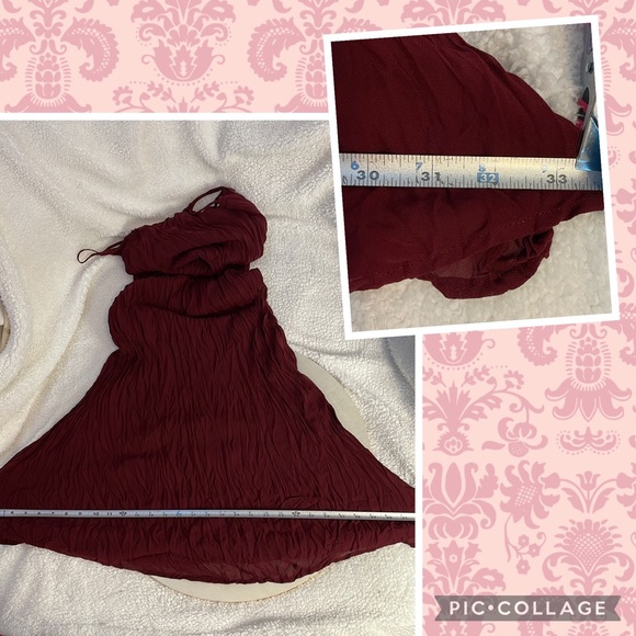 Wine Color Bodycon Crushed Fabric Maxi Dress | Size 12 - Picture 7 of 12